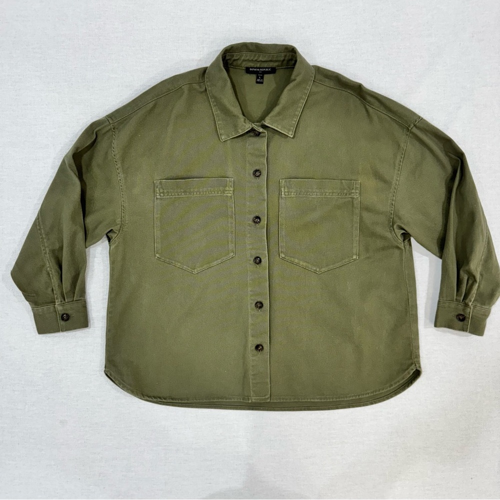 Banana Republic Button Down Blazer Coat Jacket Army Green